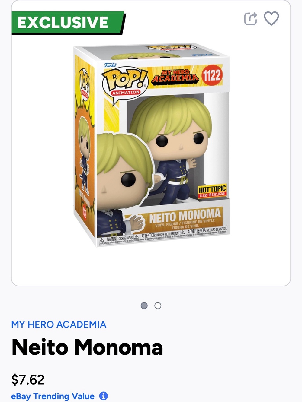 My hero academia - Funko Pop- Neito Monoma- 1122